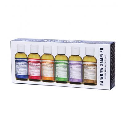Dr. Bronner's Pure-Castile Soap Liquid (Hemp 18-in-1) Rainbow Sampler 59ml x 6 Pack